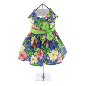 Blue Lagoon Hawaiian Hibiscus Dog Dress with Matching Leash (size: XLarge)