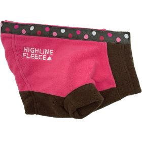 Highline Fleece Dog Coat (Color: Pink and Brown with Polka Dots, size: Size 16)