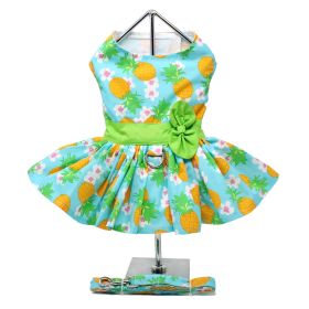 Pineapple Luau Dog Harness Dress with Matching Leash (size: large)