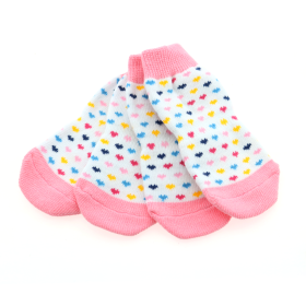 Non-Skid Dog Socks (Color: Pink and White Hearts, size: X-Small)
